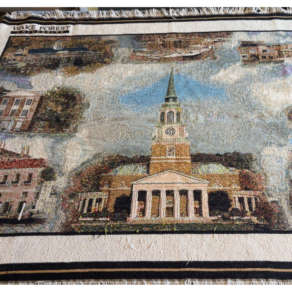 Wake Forest University Goodwin Weavers Woven Tapestry Throw Blanket Wait Chapel